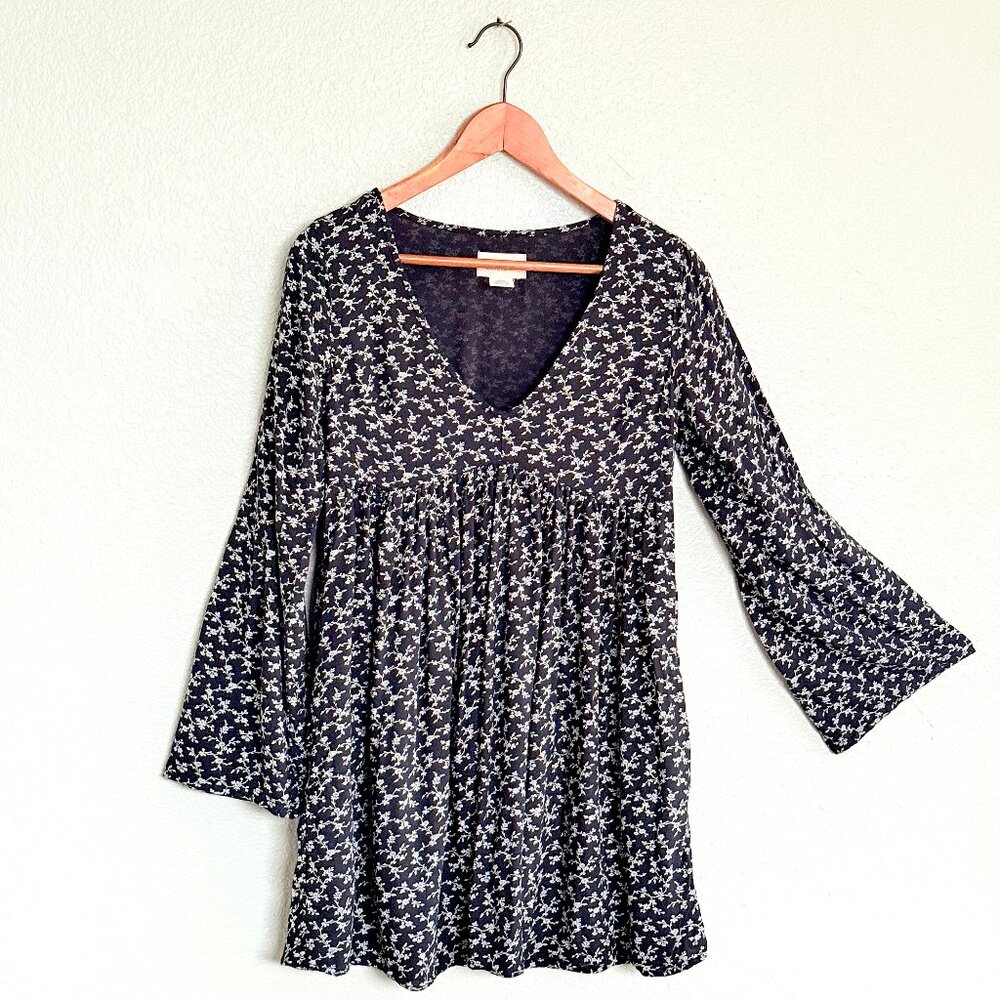 Denim & Supply RL Grunge Coquette Black White Floral Bell Sleeve Mini Dress XS